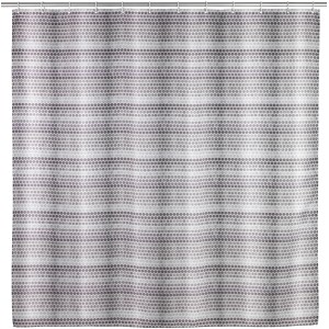 Wenko Duschvorhang Leblon, 180x200 cm, grau-weißes Punktmuster, aus Polyester, waschbar.