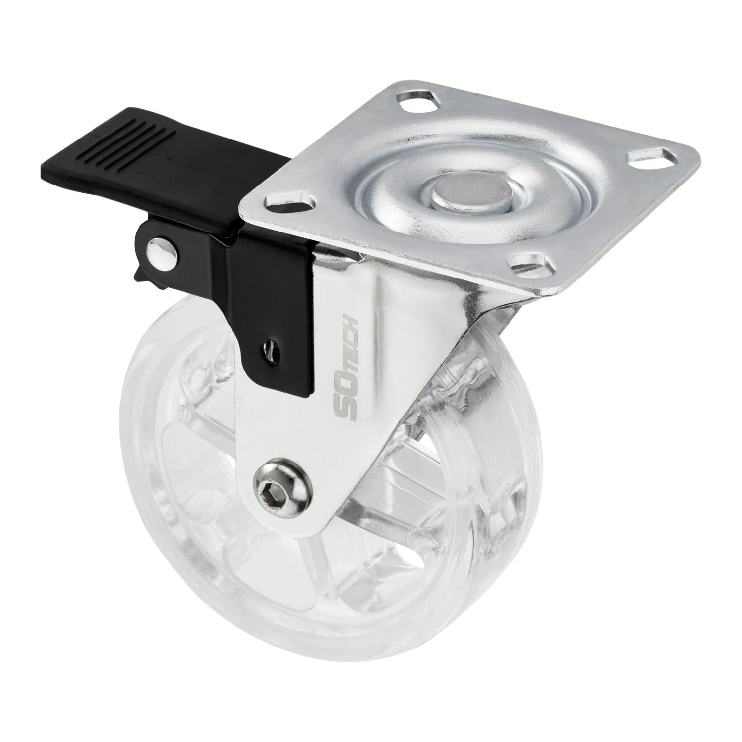 SOTECH Lenkrolle RAPID Ø75 mm Transparent Belastbar Bis 35 Kg mit Bremse