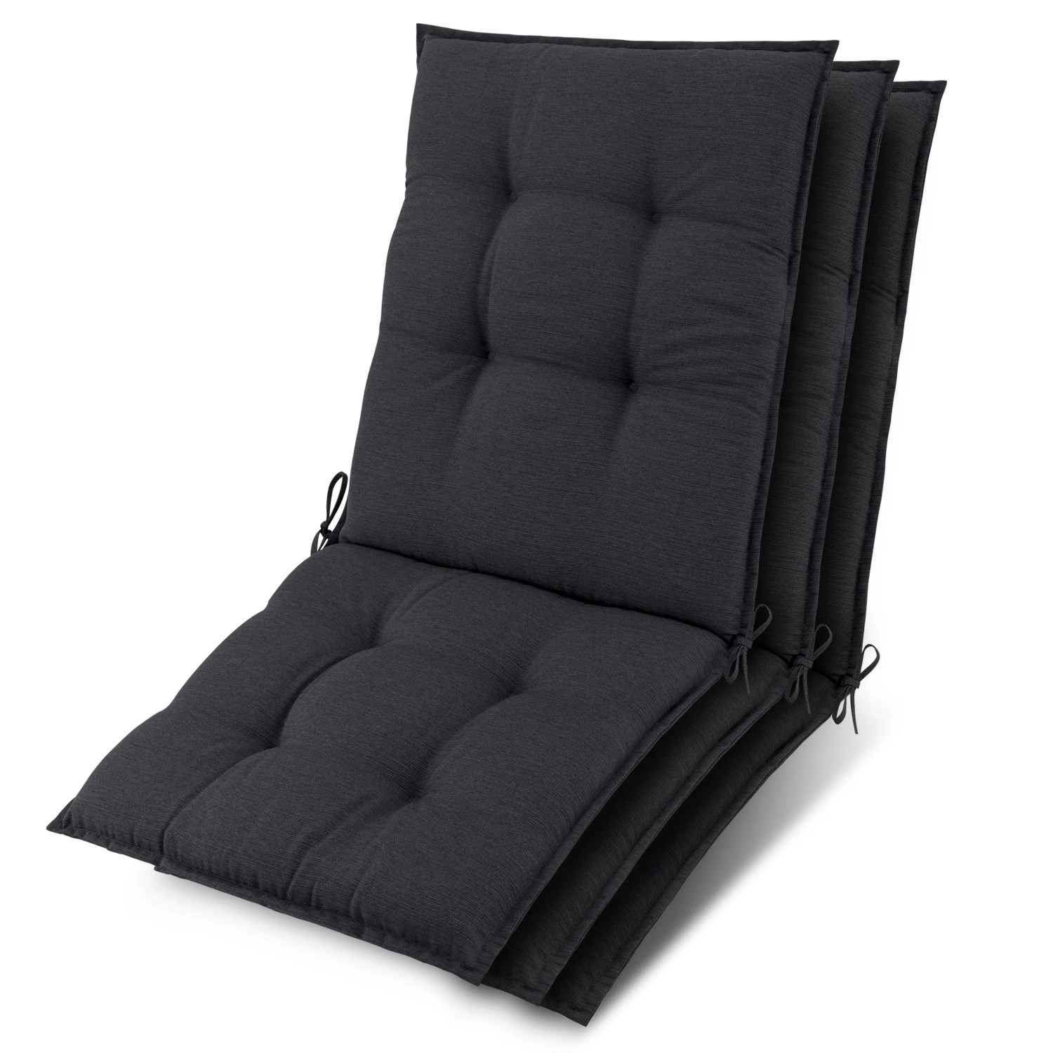 Beautissu 3x Niederlehner Sun-NL Auflage 100x50x8cm Anthrazit
