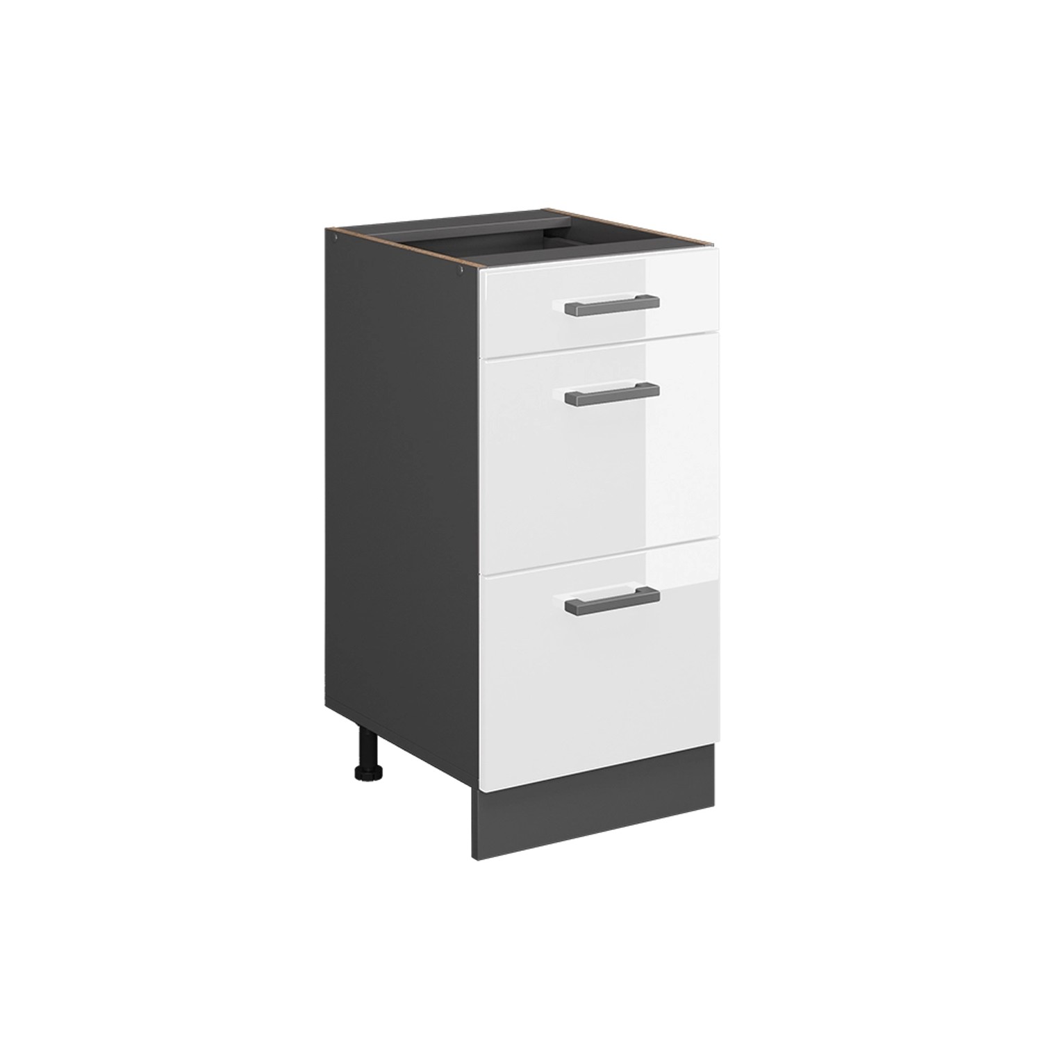 Vicco Küchenunterschrank R-Line Weiß Hochglanz/Anthrazit 40 cm mit Schubladen ohne Arbeitsplatte