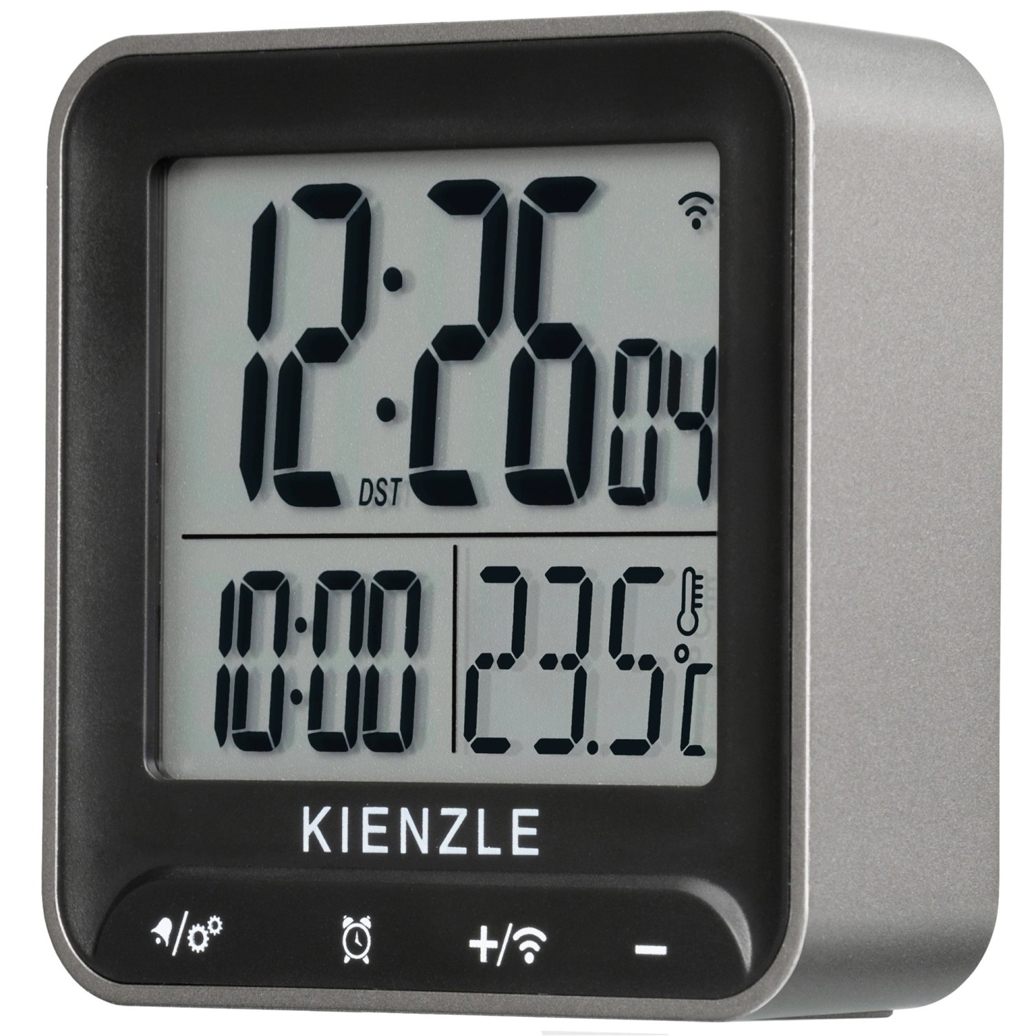 Kienzle Wecker Digital Quadratisch Silber-Schwarz