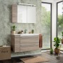Fackelmann Bad-Hängeschrank Luxor Steinesche, 20 cm breit, mit Waschbecken und Spiegelschrank im Badezimmer.