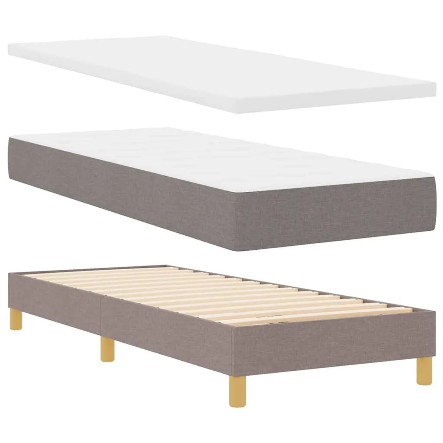 vidaXL Boxspringbett mit Matratze 90x200 cm Stoff Taupe 3340245 günstig online kaufen
