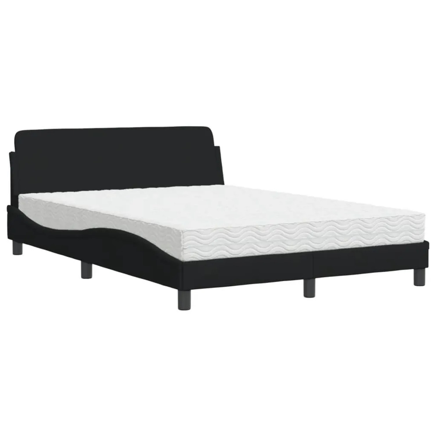 vidaXL Bett mit Matratze Schwarz 140x190 cm Stoff 3208386
