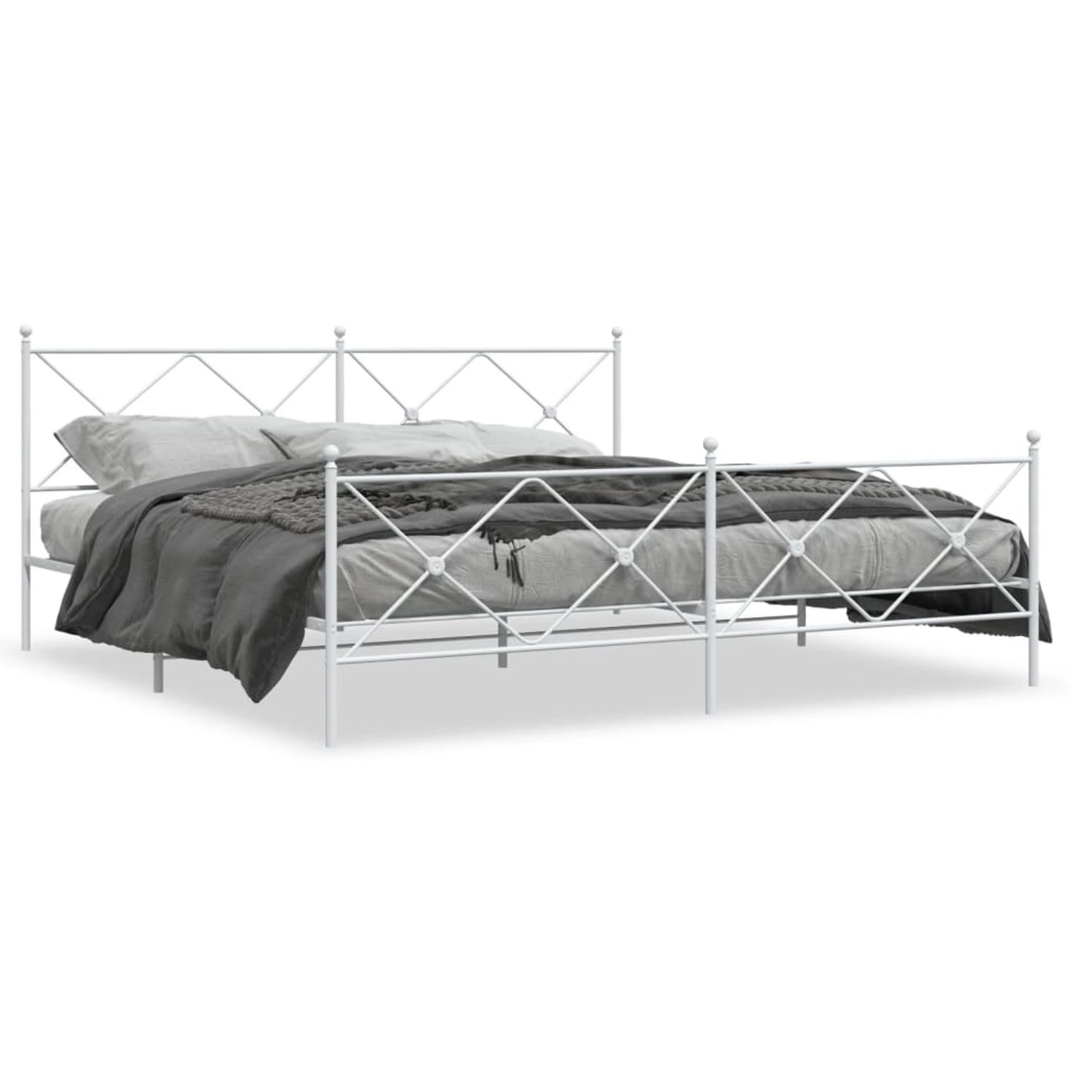 vidaXL Bettgestell mit Kopf- und Fußteil Metall Weiß 200x200 cm 376576 günstig online kaufen