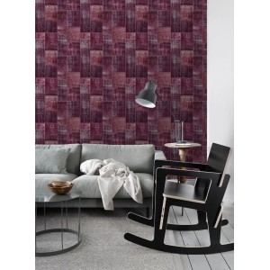 ESTAhome Tapete orientalisches-Marrakech Kelim-Patchwork Burgunderrot 53 cm x 10.05 m