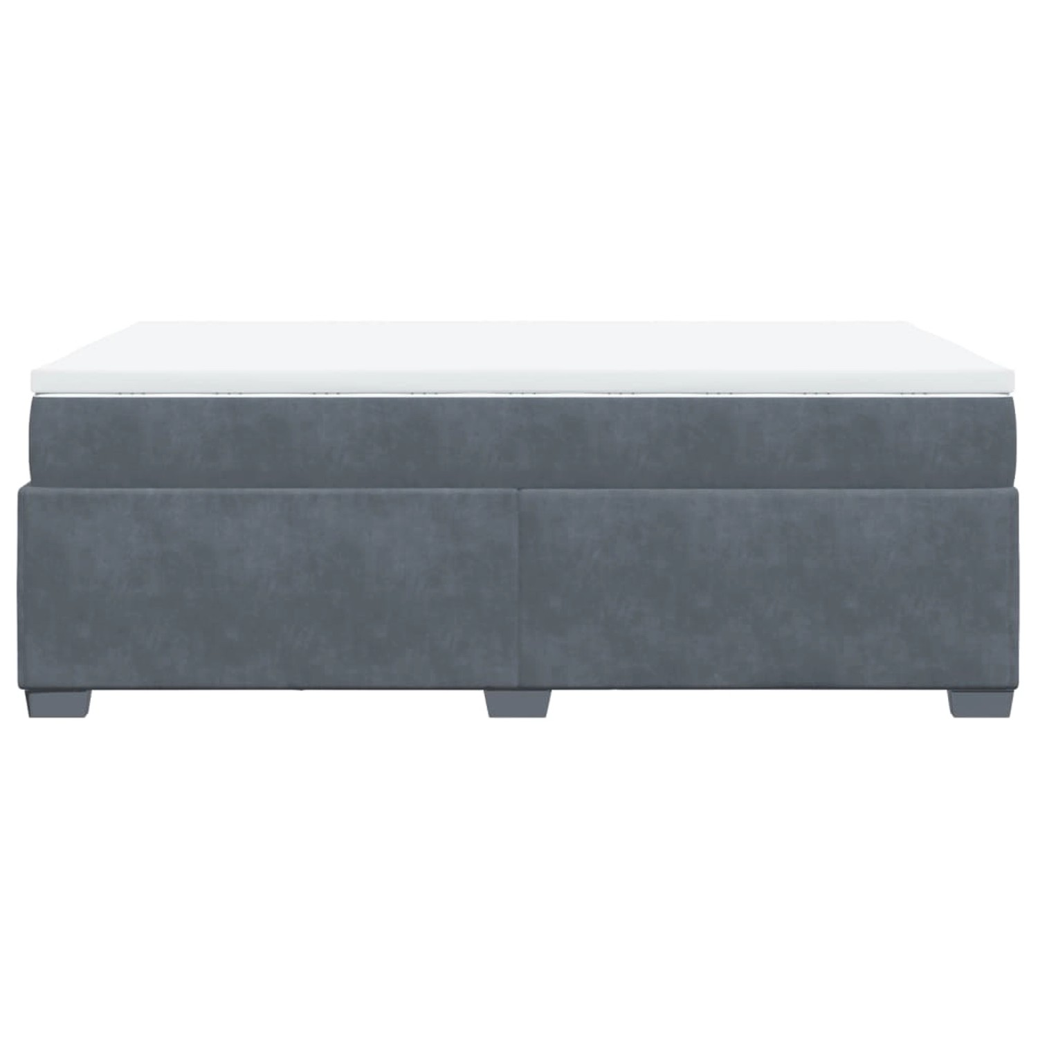 Dunkelgraues vidaXL Boxspringbett 120x200 cm mit Matratze und weißem Topper.