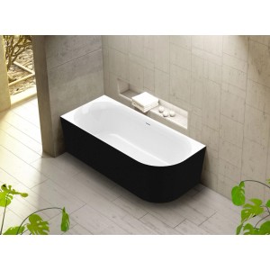 Ottofond Whirlpool Mince Corner R, 180x80 cm, schwarz-weiß. Elegante Eckbadewanne mit Light- & Silent-System im Bad.