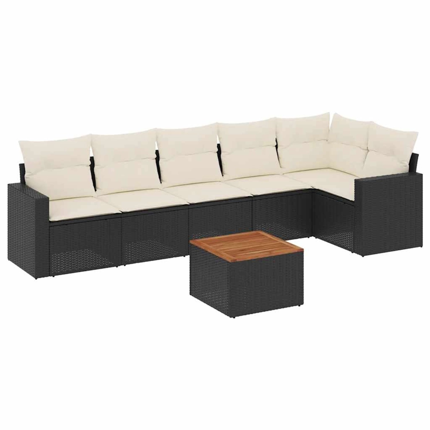 vidaXL 7-Tlg Garten-Sofagarnitur mit Kissen Schwarz Poly Rattan 3256462 günstig online kaufen