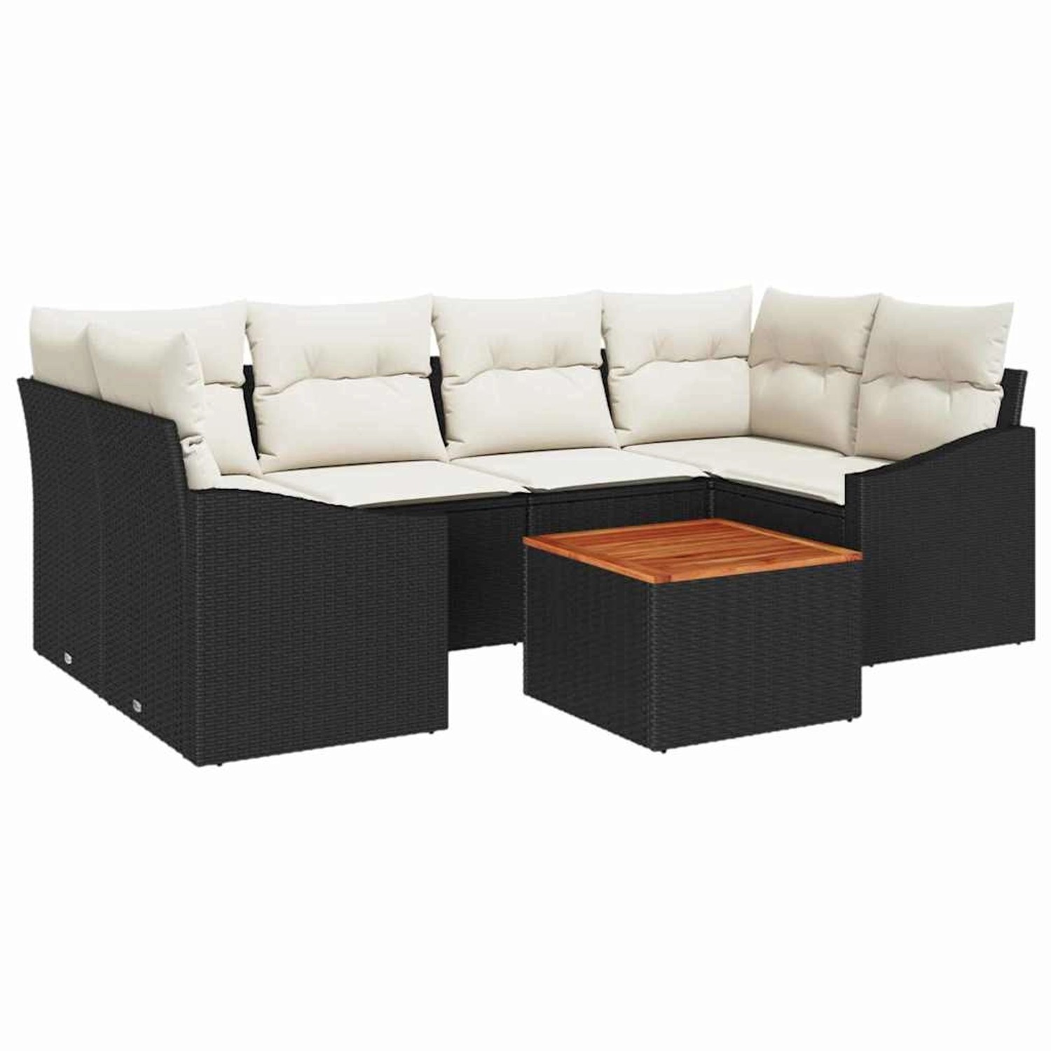 vidaXL 7-Teiliges Garten-Sofa-Set mit Kissen Schwarz Poly Rattan Akazie 334 günstig online kaufen