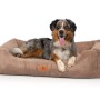 Braunes Knuffelwuff Hundebett Olivia Cord XXL (120x85cm) mit Hund.
