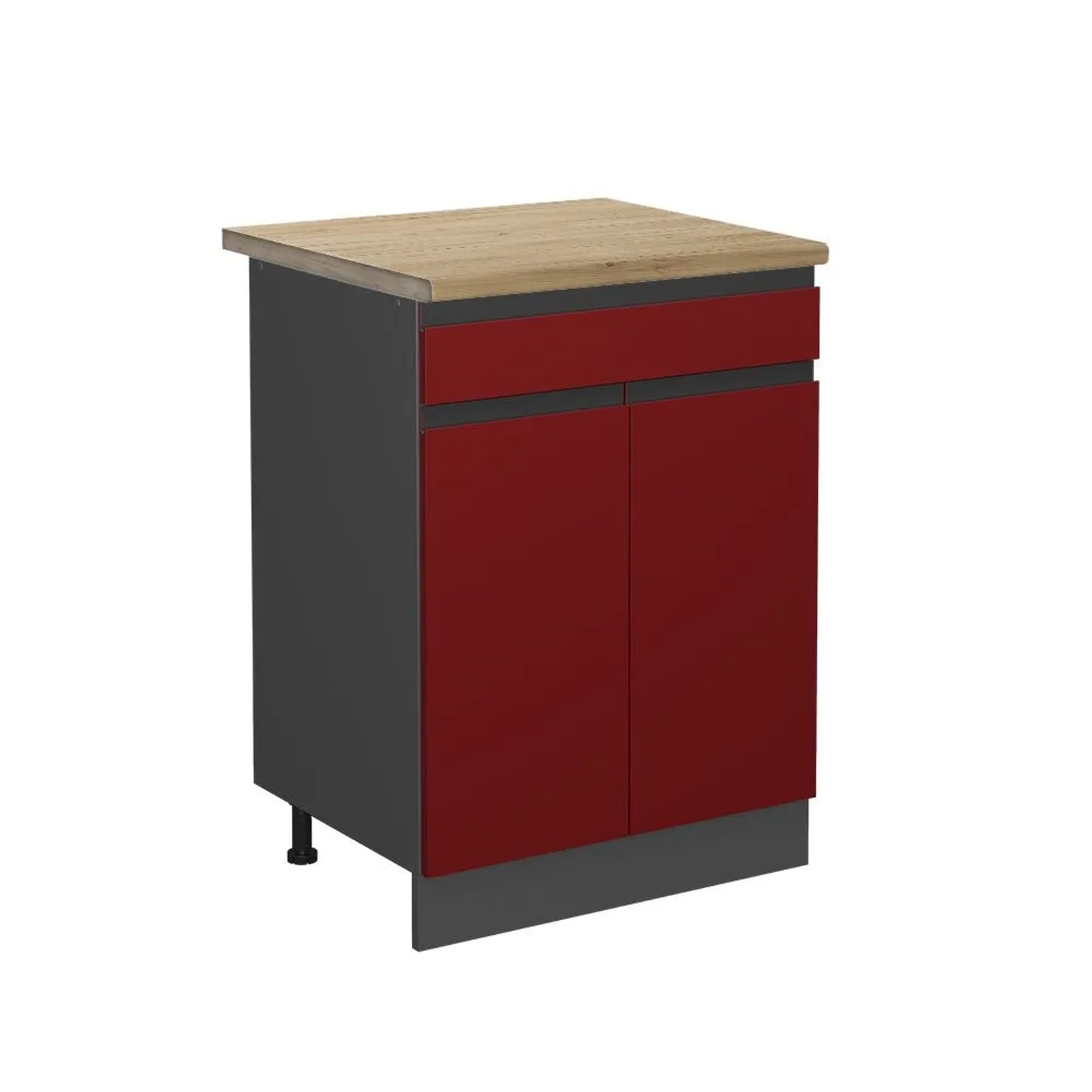 Vicco Küchenunterschrank R-Line Schubladenschrank für die Küche Rot Anthrazit 60 cm J-Shape AP Eiche