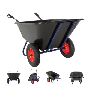 TRUTZHOLM 2-Rad Schubkarre XXL, 290L, 300kg, Gartenschubkarre mit Luftrad und Metallfelgen, schwarz.
