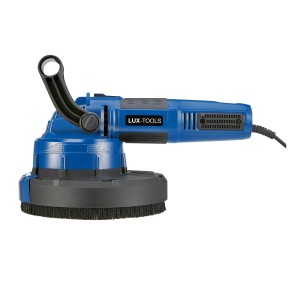 LUX Trockenbauschleifer TBS-1050: Blaue Schleifmaschine mit großem Schleifteller und Zusatzhandgriff.