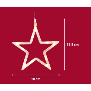 Leuchtender Fensterstern mit 10 LEDs und Saugnapf zur Weihnachtsdeko, 19,5x18cm.