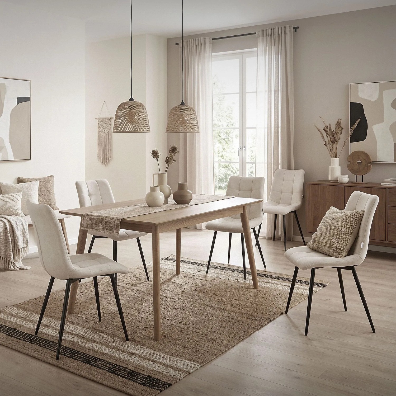 ML-Design Esszimmerstühle 6er Set Beige Stoffbezug kaufen bei OBI