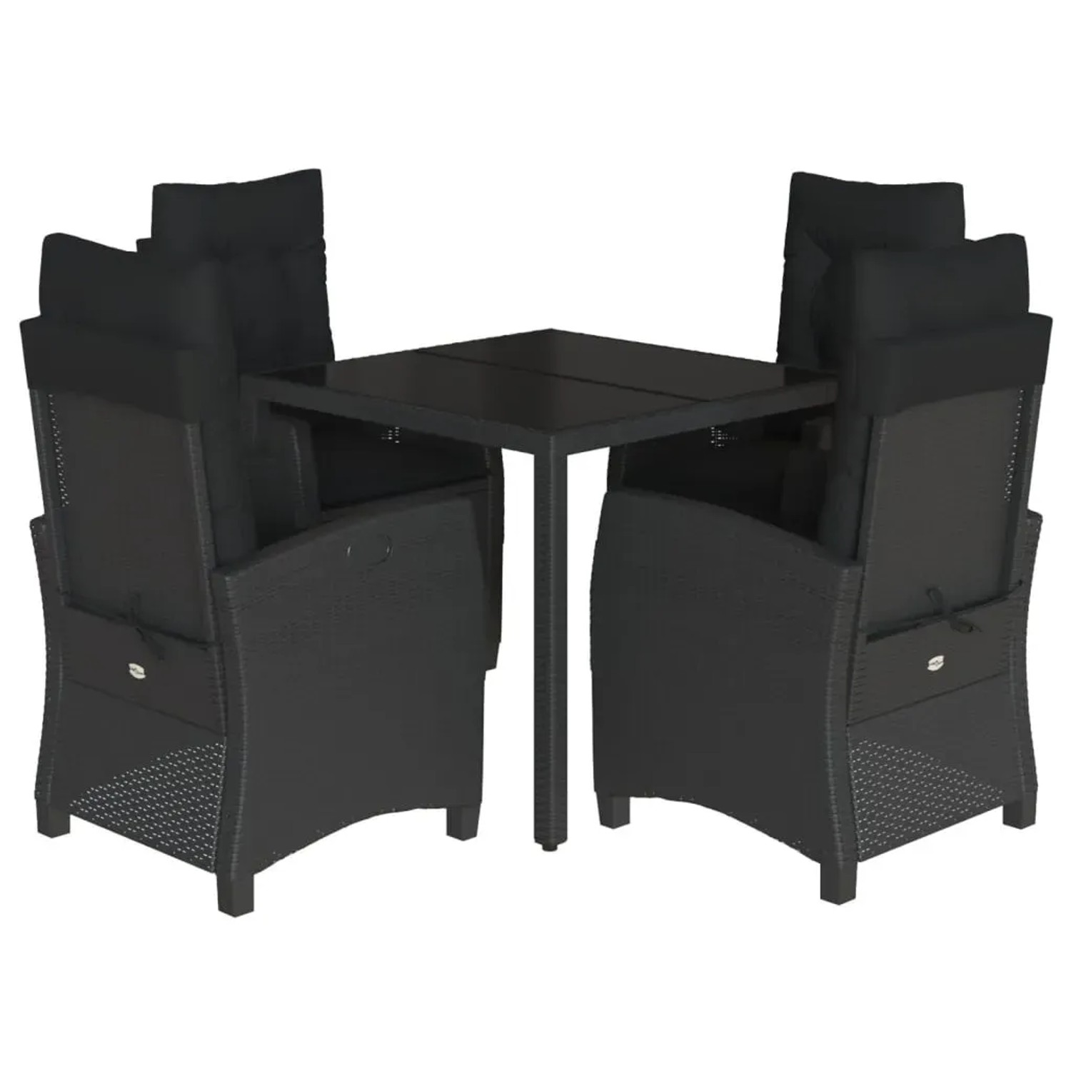 vidaXL 5-Tlg Garten-Essgruppe mit Kissen Schwarz Poly Rattan 3212637