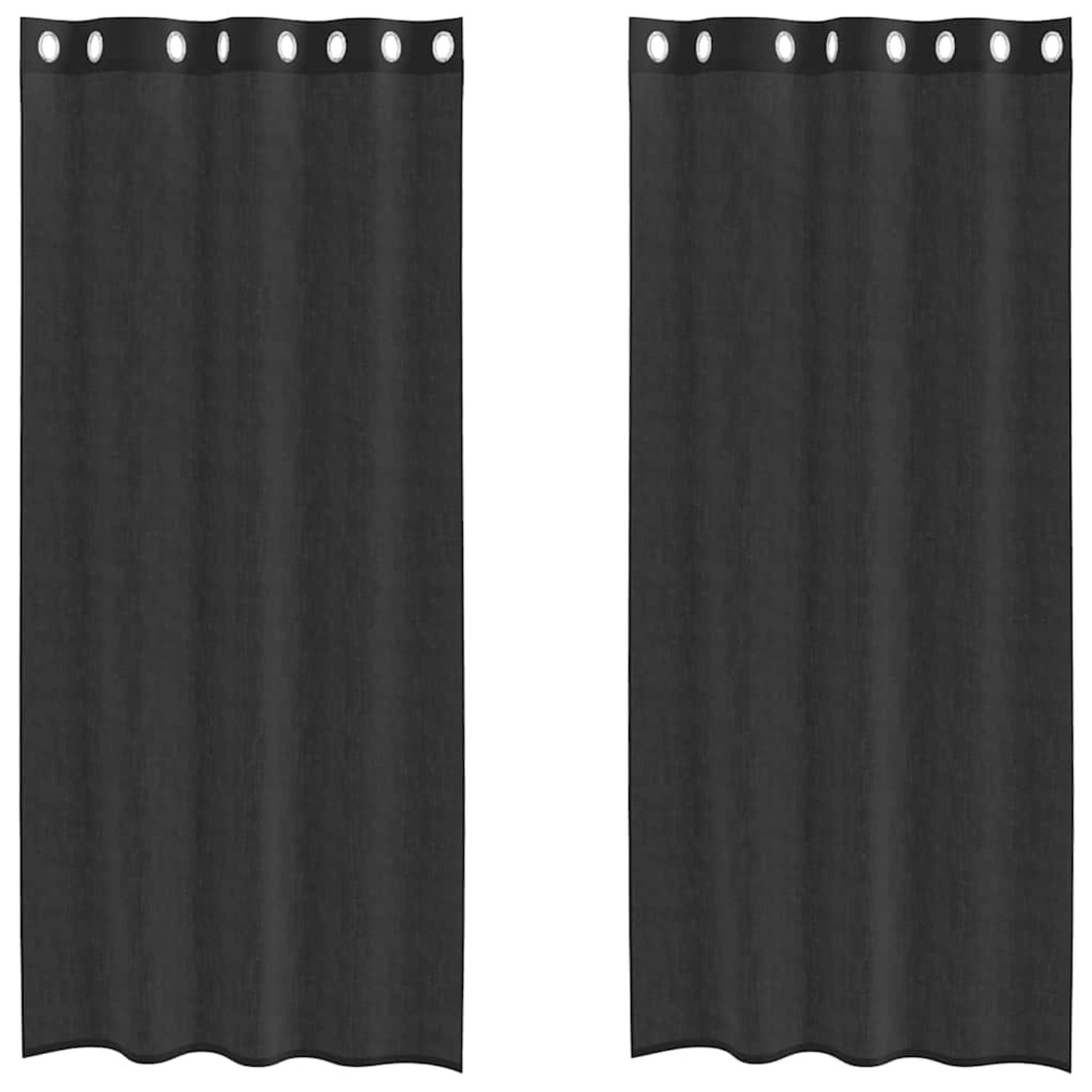 vidaXL Voile Vorhänge mit Ösen 2 Stk Schwarz 140x225 cm 4102061 günstig online kaufen
