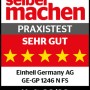 Auszeichnung "sehr gut" für die Einhell Gartenpumpe GE-GP 1246 N FS im Praxistest.