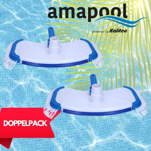 Amapool Pool Bodensauger Set, 2 blaue/weiße Bürsten für die Poolreinigung.