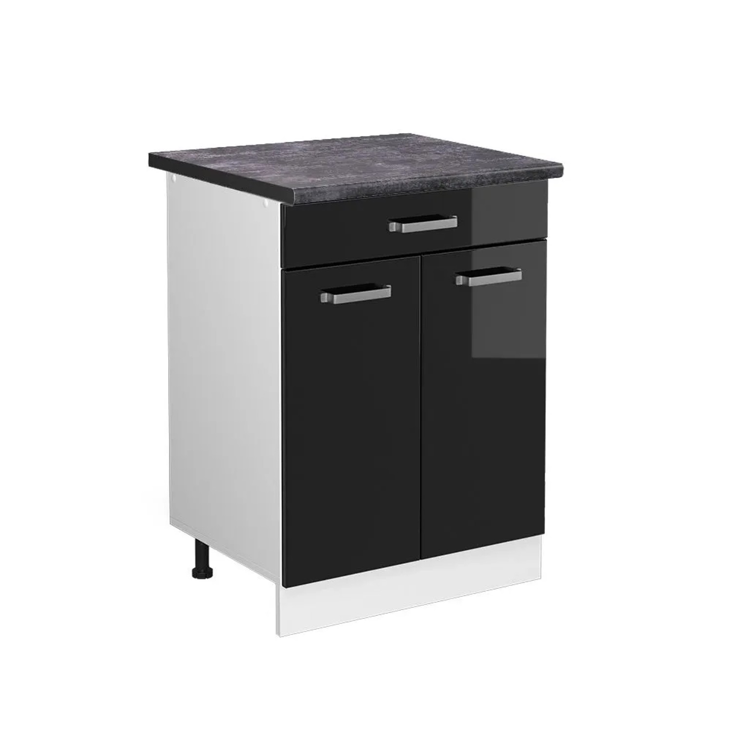 Vicco Küchenunterschrank R-Line Schwarz Hochglanz Weiß 60 cm mit Schublade AP Anthrazit