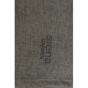 Siena Garden Auflage Stella Silber, ca. 100x48x6 cm, Detailansicht des Stoffes mit Logo.