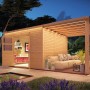 Bertilo Holz-Gartenhaus-Set Borkum 2 mit Terrasse, aus FSC®-zertifiziertem Holz.