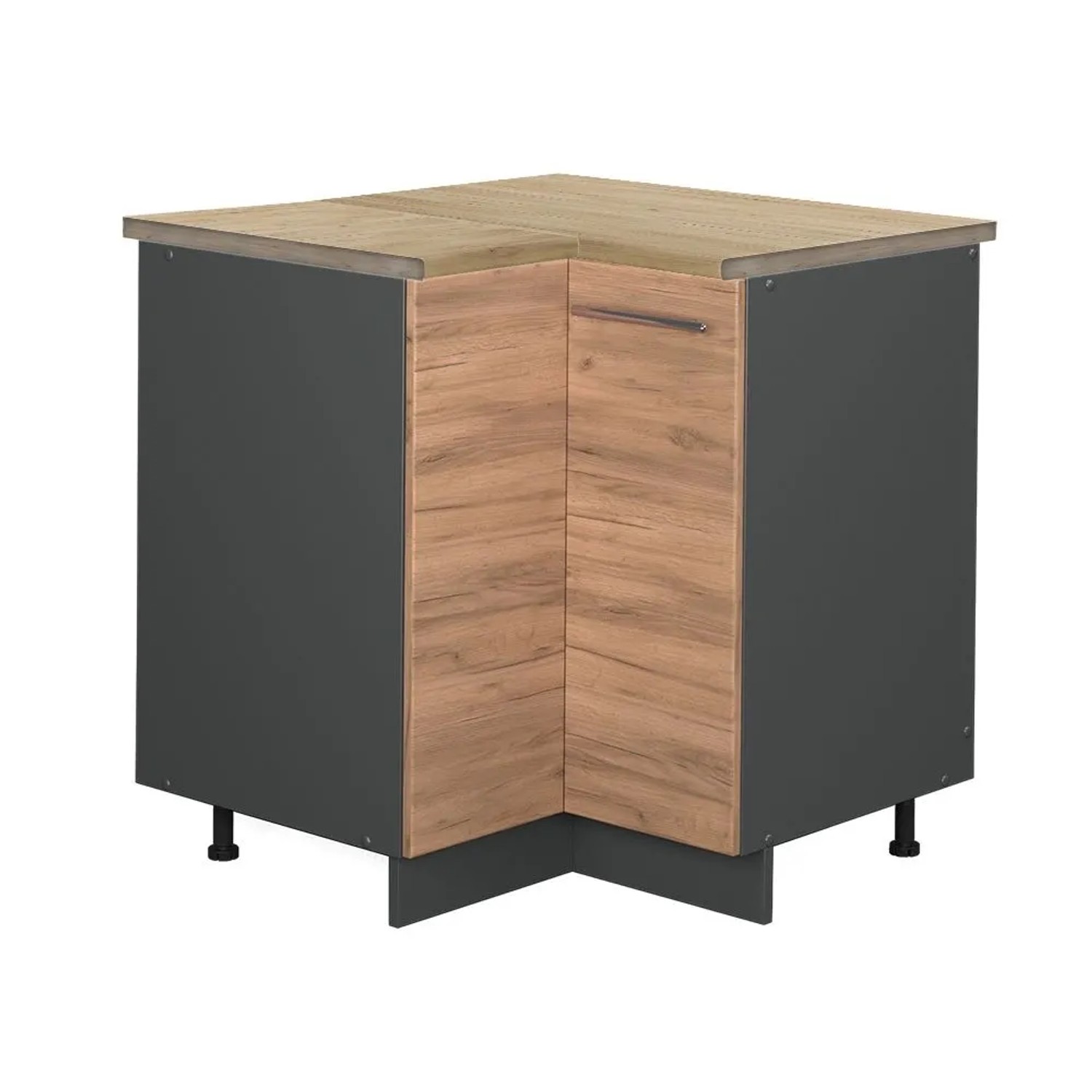 Vicco Eckunterschrank Fame-Line Goldkraft Eiche Anthrazit 81 cm AP Eiche