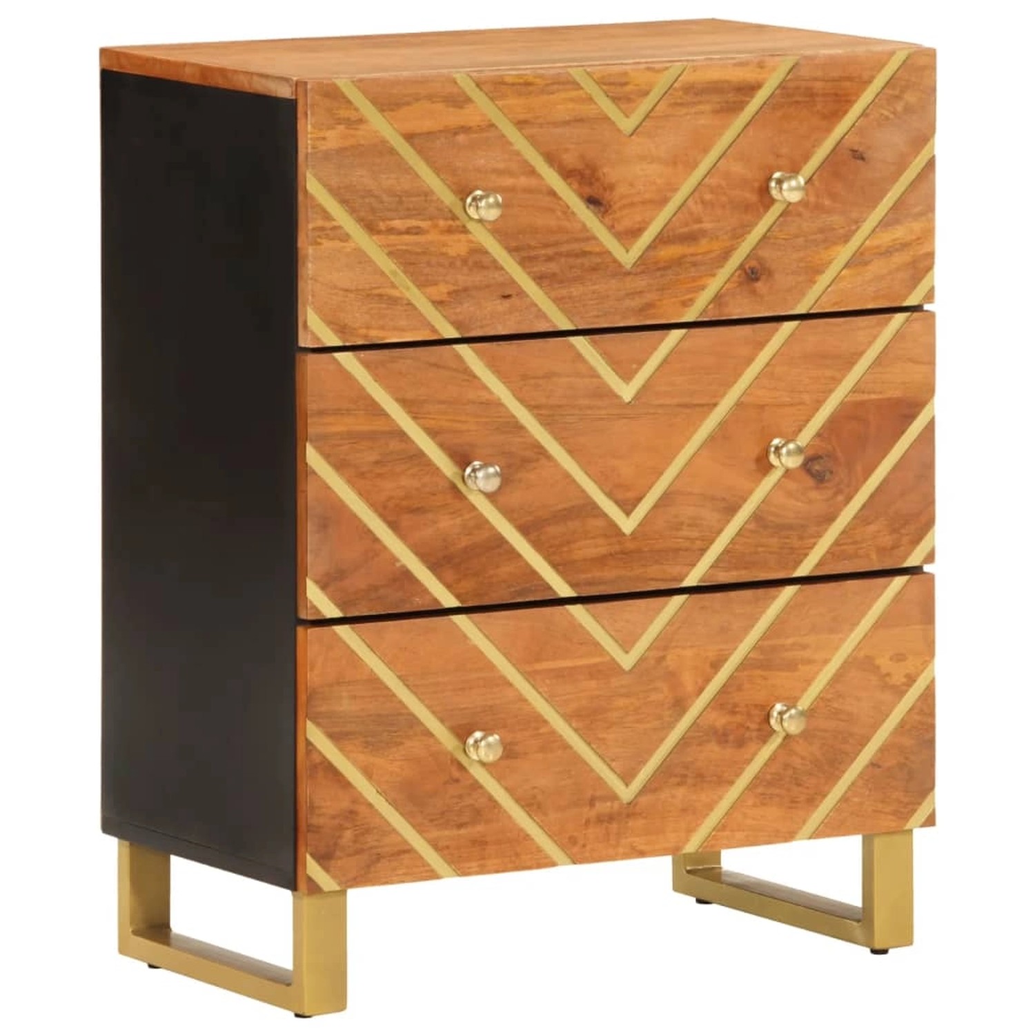 vidaXL Beistellschrank Braun und Schwarz 60x33,5x75cm Massivholz Mango 3567 günstig online kaufen