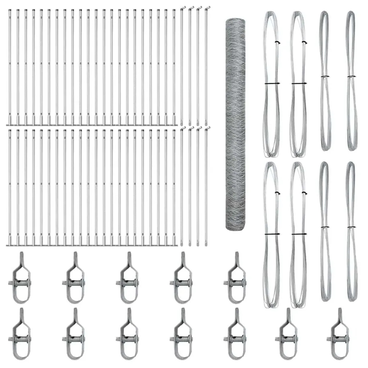 vidaXL Zaunpfosten Silber 100 x 1,6 m 50 mm Maschen Stahl 3353885 günstig online kaufen