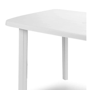 Weißer Mojawo Gartentisch aus Kunststoff, rechteckig, 140x90cm, ideal für Balkon und Terrasse.