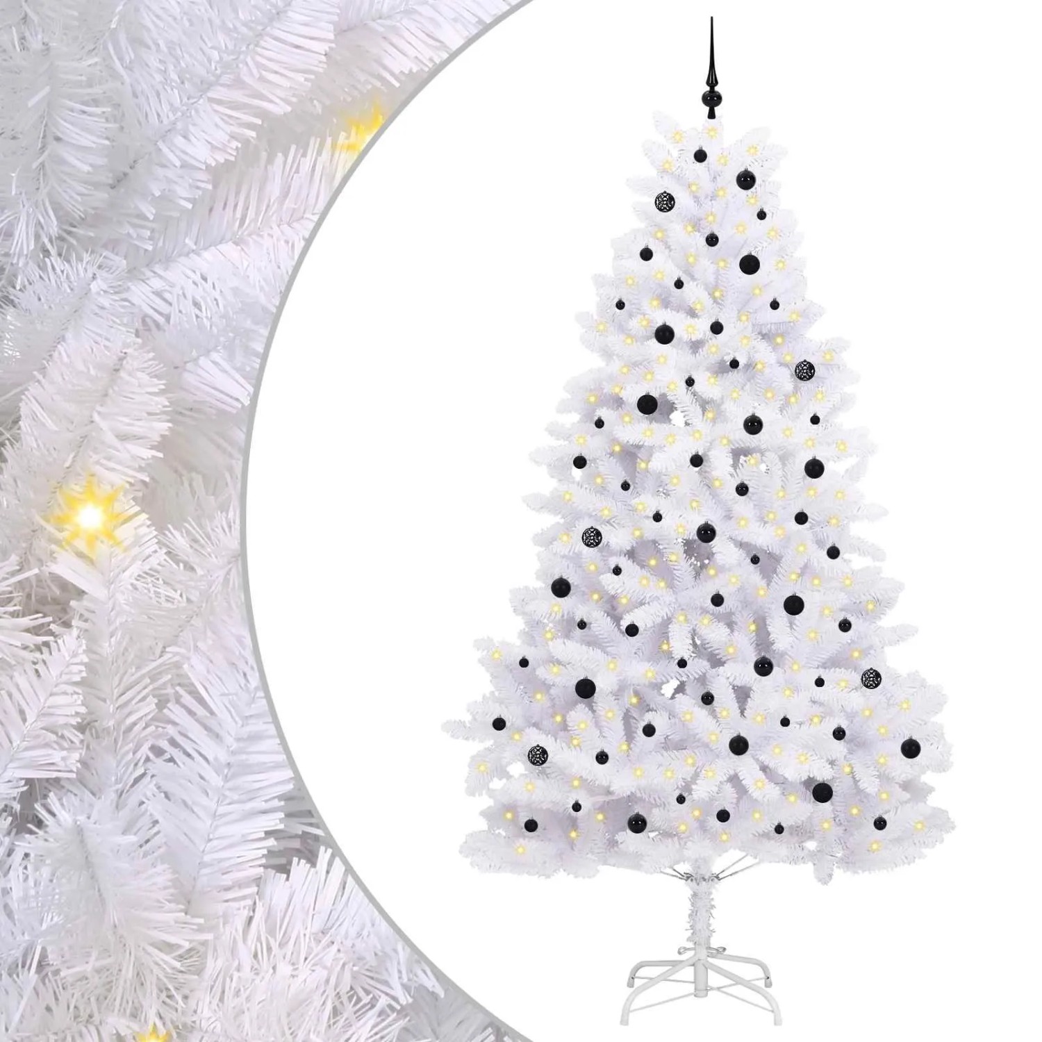 vidaXL Künstlicher Klappbarer Weihnachtsbaum Weiß 270 cm PVC und Stahl 3426622