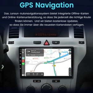Junsun 9 Zoll Autoradio mit GPS Navigation und Routenführung auf dem Display, eingebaut im Opel Zafira B.