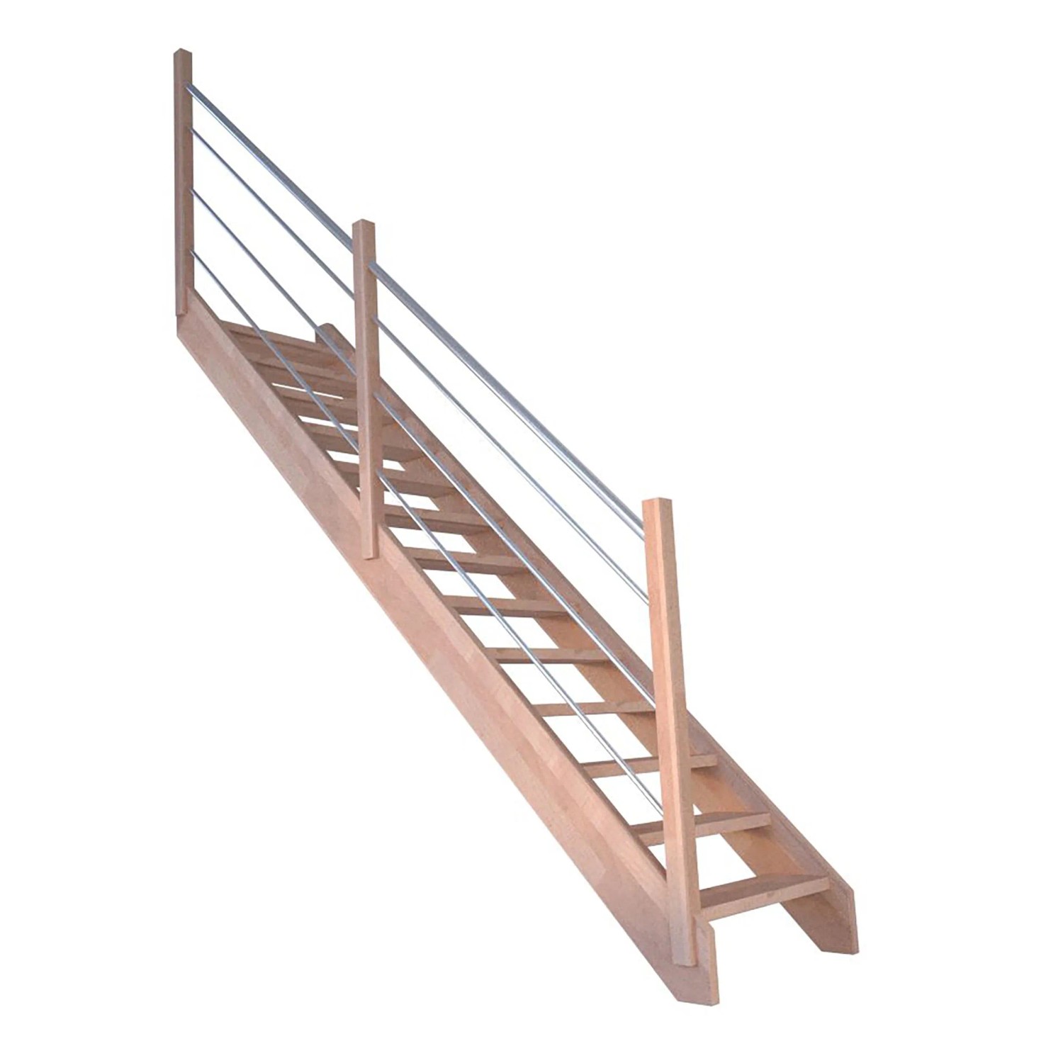 Treppe Mykonos Buche Gerade Holz-Edelstahl-Geländer Links FSC® günstig online kaufen