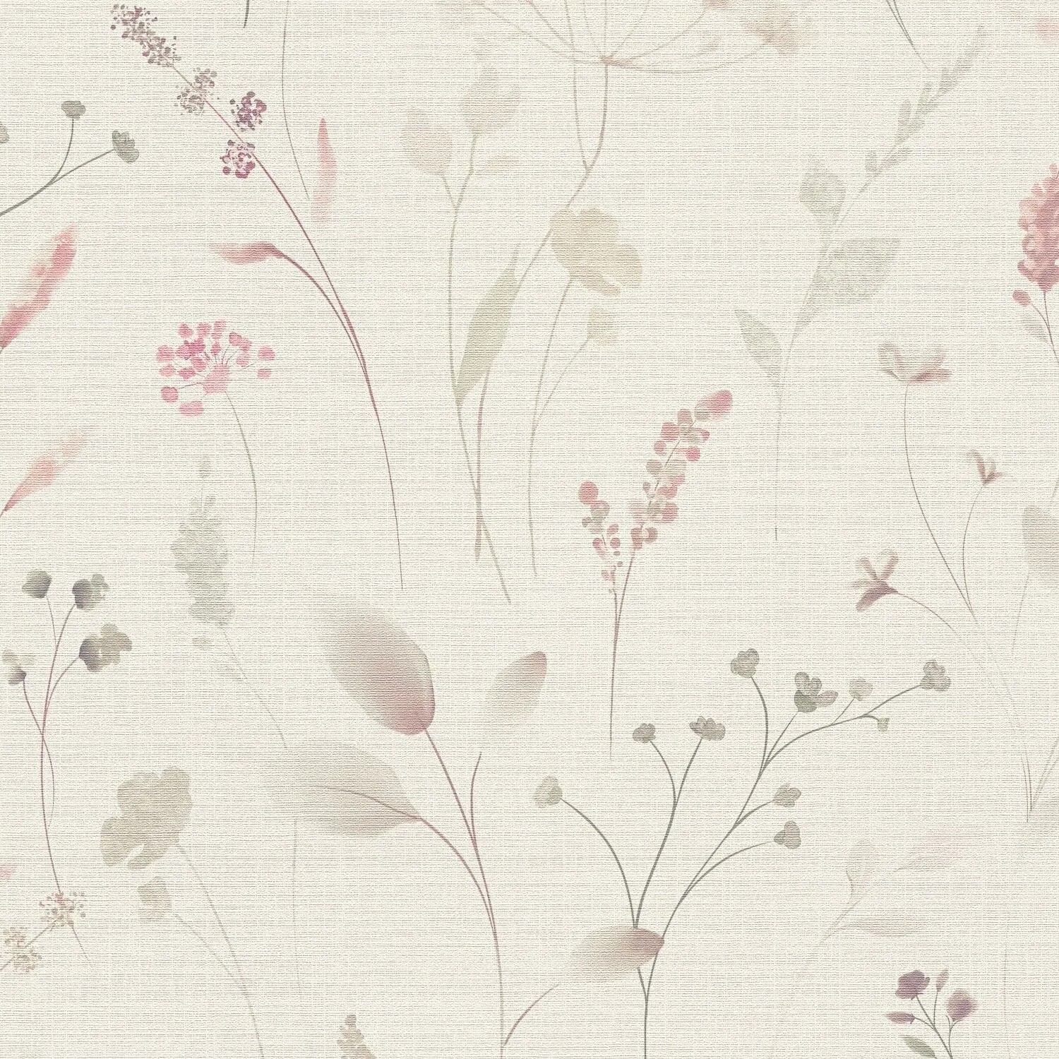 PROFHOME 791703-GU Landhaus Tapete Floral Creme-Weiß Rosa Beige-Grau 0,53 m x 10,05 m 5,33 m2