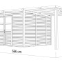 Skizze: Bertilo Holz-Gartenhaus-Set Borkum 2 Natur, 556x290cm, mit Anbau.
