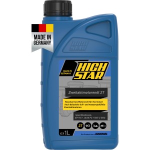 High Star 2T Zweitaktöl, 1 Liter, für Motorroller, Mopeds, Kettensägen und Rasenmäher.