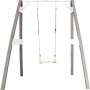 Axi Einzelschaukel in Grau und Weiß mit Holzschaukelsitz und Seilen.