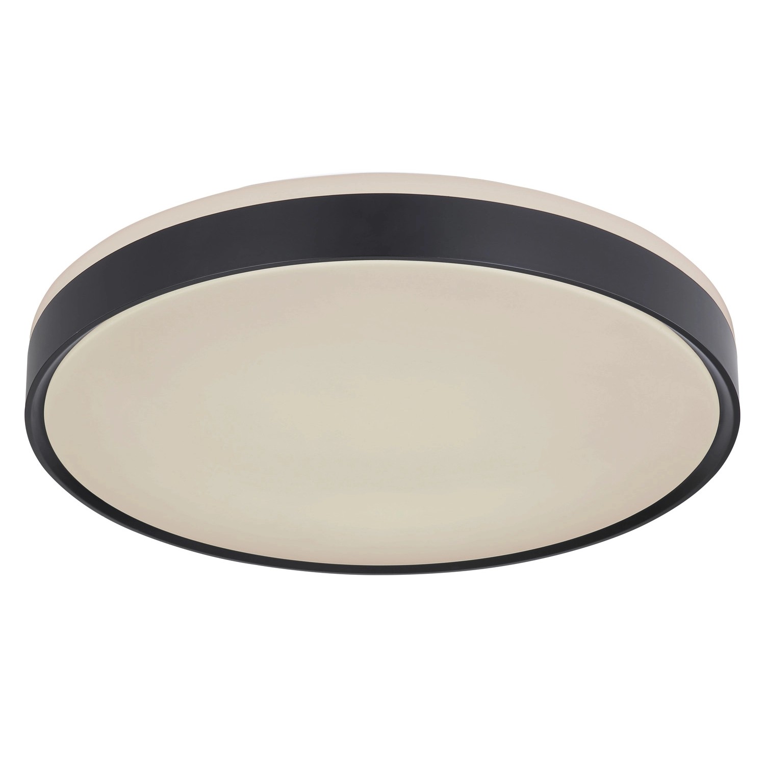 Runde LED-Deckenleuchte Sonny in Schwarz/Weiß, dimmbar, Durchmesser 49 cm.