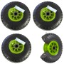 4er Set TRUTZHOLM Sackkarrenräder, 260x85mm, pannensicher, grüne Felge, 60mm Nabe für Baumaschinen.