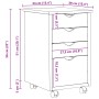 vidaXL Rollschrank Mit Rad Braun 34 x 39 x 56 cm Massives Kiefernholz 42032388_9