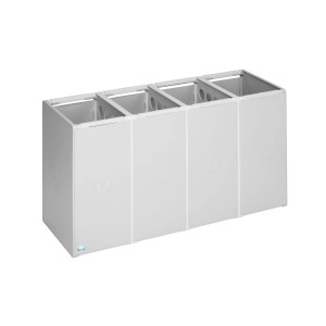 PROREGAL Robustes Abfallbehälter Und Wertstoffsammelsystem 4 Fach Ohne Deckel 40 Liter HxBxT 57 x 101 x 40,5 cm Kunststoff Grau