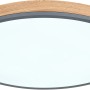 Runde LED-Deckenleuchte Doro, 60 cm, Graphit/Holzoptik, dimmbar und mit Fernbedienung.