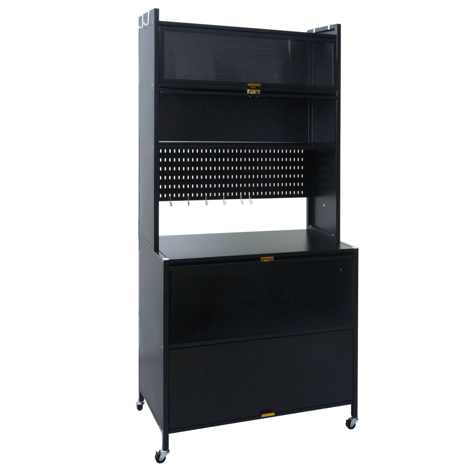 MCW Küchenschrank O53 Rollbar Metall 175x80x42cm Schwarz