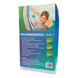 Verpackung Poolvlies 140 g/m² für Rundpool Ø 5 m. Schutz vor Beschädigung und verlängert die Lebensdauer der Poolfolie.