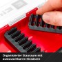 Einhell Bit-Set: Detailaufnahme des organisierten Stauraums mit Bit-Einsätzen.