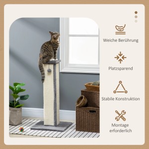 PawHut Kratzstamm mit Katze. Kratzbaum mit Sisal, Spielball und Plüsch.