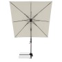Quadratischer, naturfarbener Doppler Ampelschirm MyZone mit Dreh- und Neigungsfunktion.