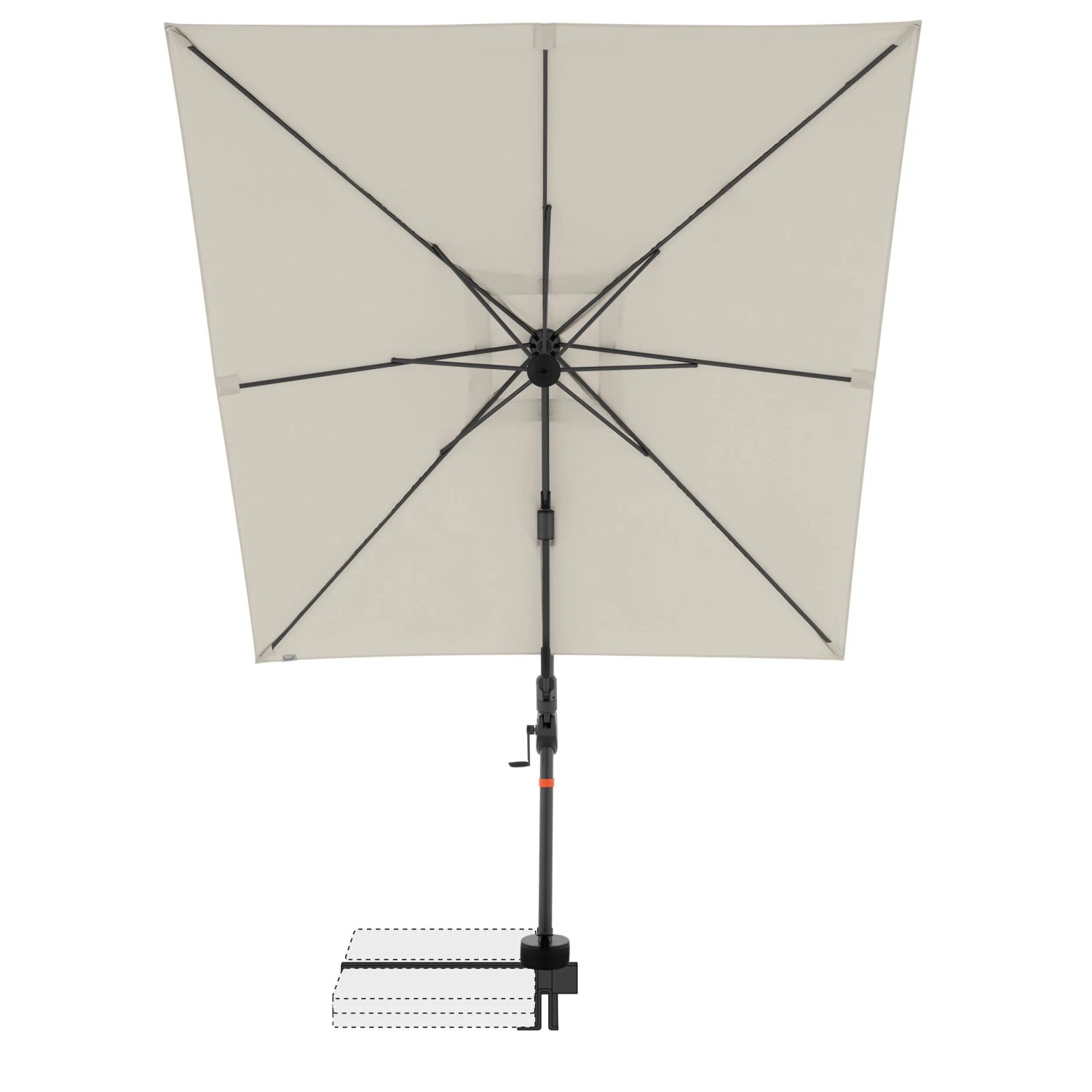 Quadratischer, naturfarbener Doppler Ampelschirm MyZone mit Dreh- und Neigungsfunktion.
