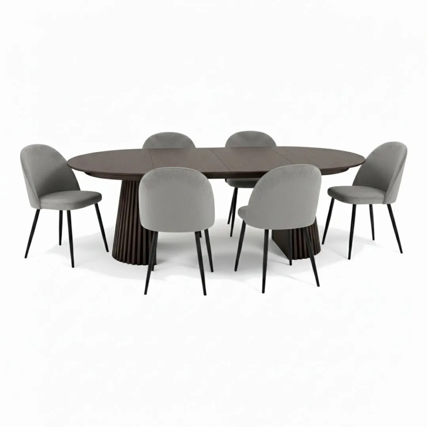 ebuy24 Tokyo Essgruppe Esstisch Smoked 6 Stühle Aus Grauem Velours
